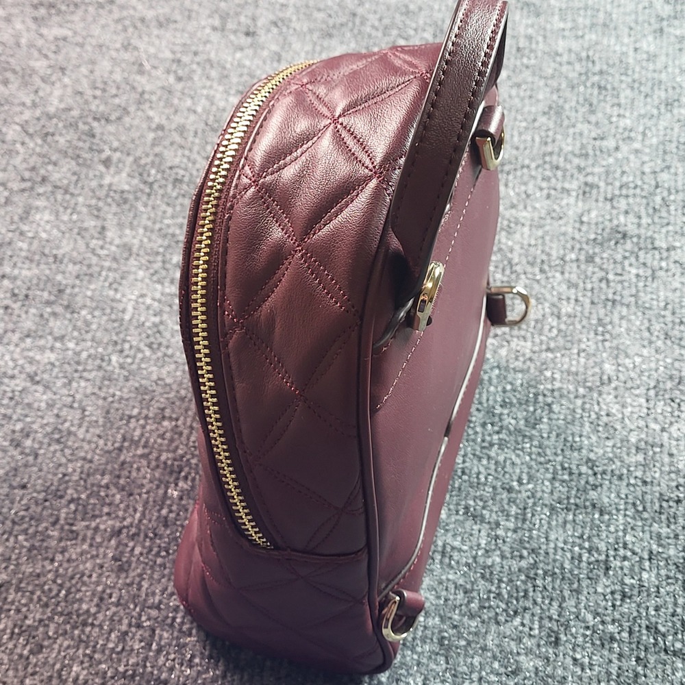Kate Spade Natalia Mini Convertible Backpack Cherrywood Quilted Leather - Picture 11 of 13